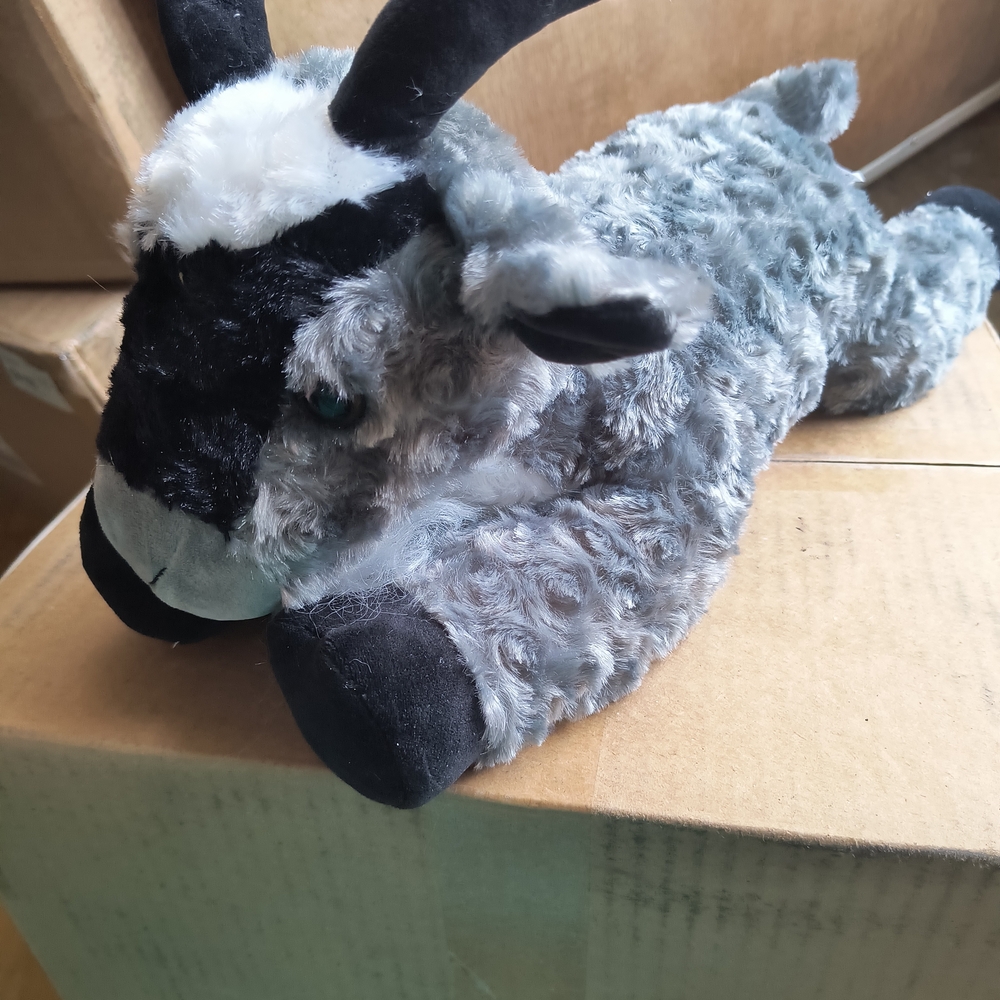 5 Pc Gray Black Plush Momma Goat with 4 Babies In Belly Plushies Toy Stuffed Ani